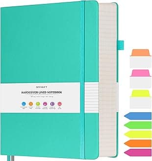 Lined Notebook Journal for Women Men, A4 College Ruled Notebook, 312 Numbered Pages Notebooks for Work, 100gsm Paper Daily Journal, Hardcover Vegan Leather Journals for Writing Office, Peacock Blue