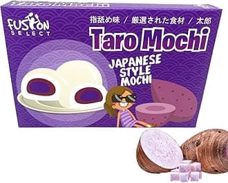 Mochi Daifuku Snacks - Traditional Japanese Rice Cakes with Filling - Flavored Asian Sweet Desserts for Family - Chewy and Soft Texture (Taro)