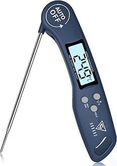 DOQAUS Digital Meat Thermometer, Instant Read Food Thermometer with Backlight LCD Screen, Foldable Long Probe & Auto On/Off, Meat Thermometer Probe for Kitchen, BBQ, Water, Milk, Cooking Food (Blue)