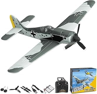 RC Plane FW190 Fighter 4CH Remote Control Airplane RTF with Aileron, Gyro, Aerobatics & 3 Modes to Fly, Hobby Radio Controlled Warbird Aircraft for Adults, Beginners (761-17)