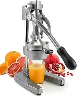 Eurolux Ultra-Premium Cast Iron Juicer | Extra-Large, Heavy Duty, Commercial Grade, Stainless Steel Manual Hand Press Citrus Squeezer For Fresh Orange Juice, Pomegranate, Lemon, and Much More (Gray)
