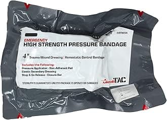 MediTac Emergency High Strength Pressure Bandage Trauma Wound Dressing Hemostatic Control Bandage - 4 Inch
