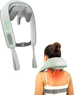 Snailax Cordless Neck Shoulder Massager with Heat, 4D Deep Tissue Kneading, Shiatsu Back Massager Pillow for Neck, Shoulder, Christmas Gifts for Men, Women