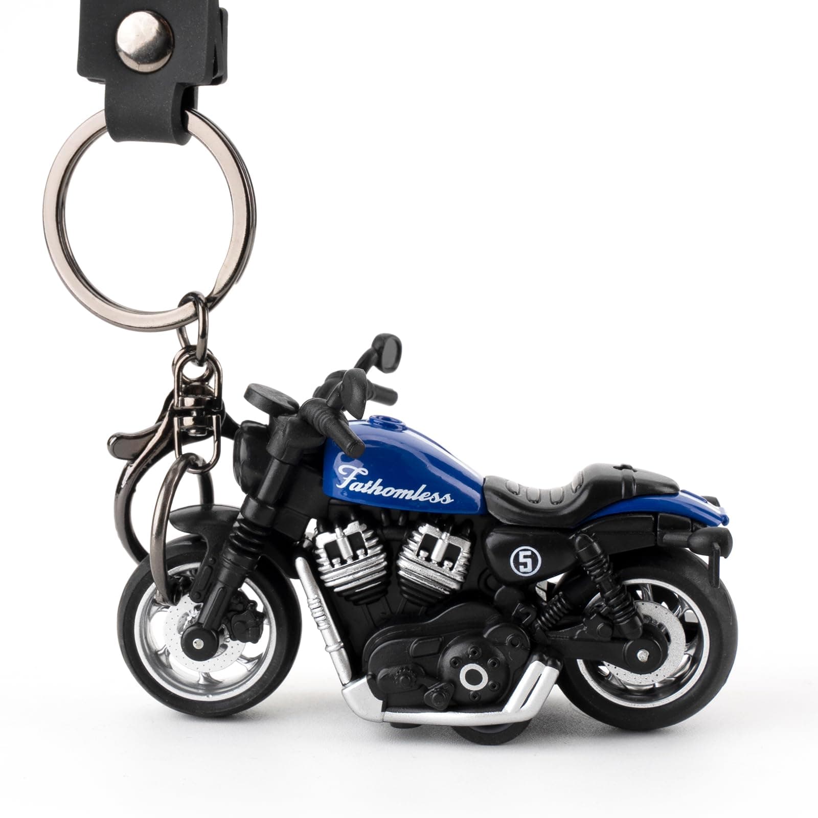 Motorcycle Model Keychain, 1:16 Alloy Pull Back 3D Motorcycle Toy Model with Finger Ring Keychain, 2 in 1 Bag Charm Decoration Gifts for Adults Boys and Girls (Blue)