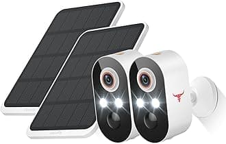 Solar Security Camera Wireless Outdoor, Battery Powered WiFi Camera for Home Surveillance, AI Human Detection, 2-Way Talk, Color Night Vision, Cloud Storage, Weather Resistance (2-Pack)