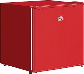 HOMCOM Mini Freezer Countertop, 1.1 Cu.Ft Compact Upright Freezer with Removable Shelves, Reversible Door for Home, Dorm, Apartment and Office, Red