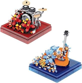 Musical Instruments Micro Blocks Building Sets,Classical Famous Building Block Set,1500 PCS for Adults and Kids,Guitar and Drum Set with Clear Plastic Cover
