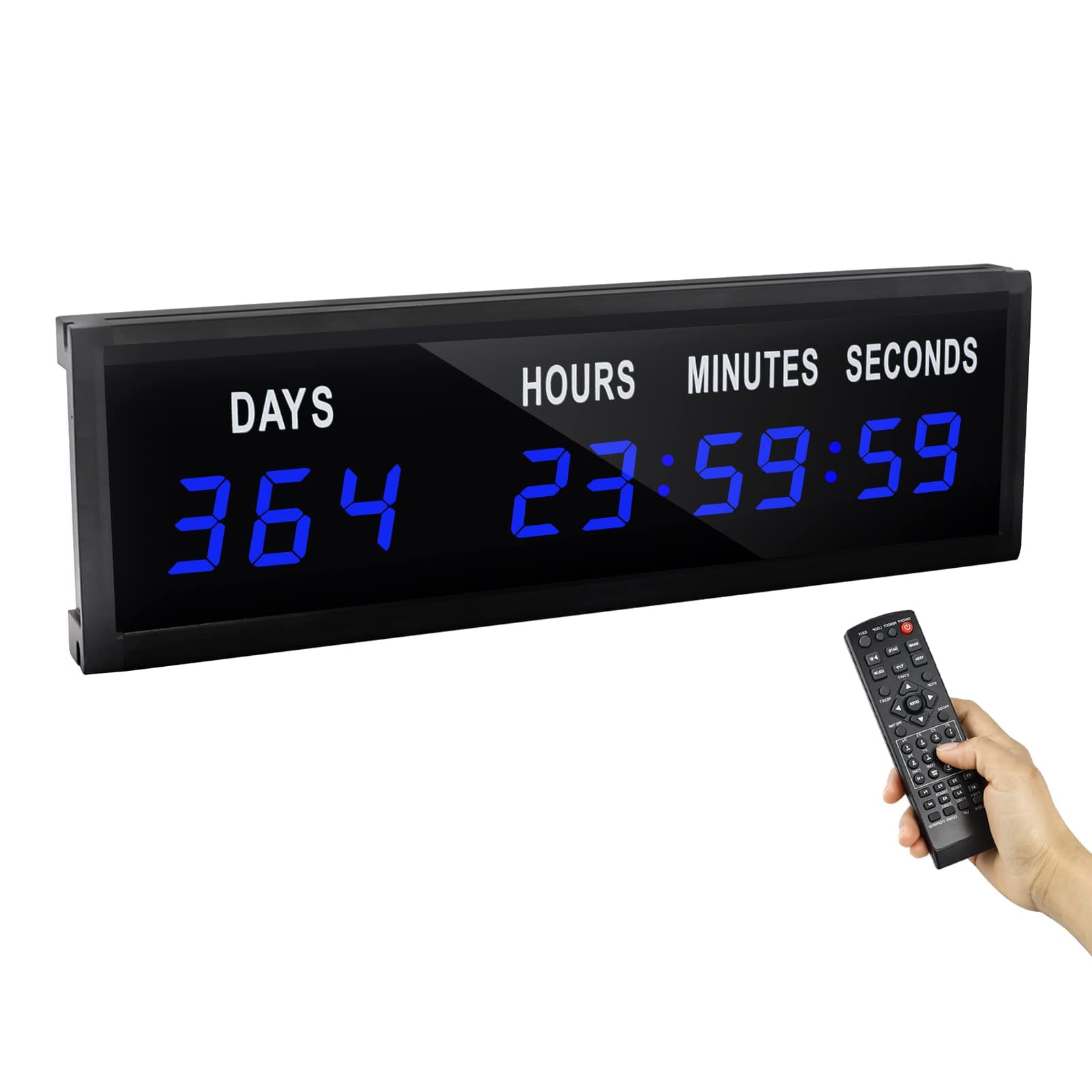 LED Countdown Clock with Remote, Days Hours Minutes and Seconds, Digital Wall Clock(1.8" Blue)