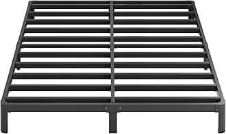 8 Inch Queen Bed Frame Rounded Corner No Box Spring Needed, Heavy Duty Metal Queen Size Platform Bed Frame, Easy Assembly, Noise Free, Black