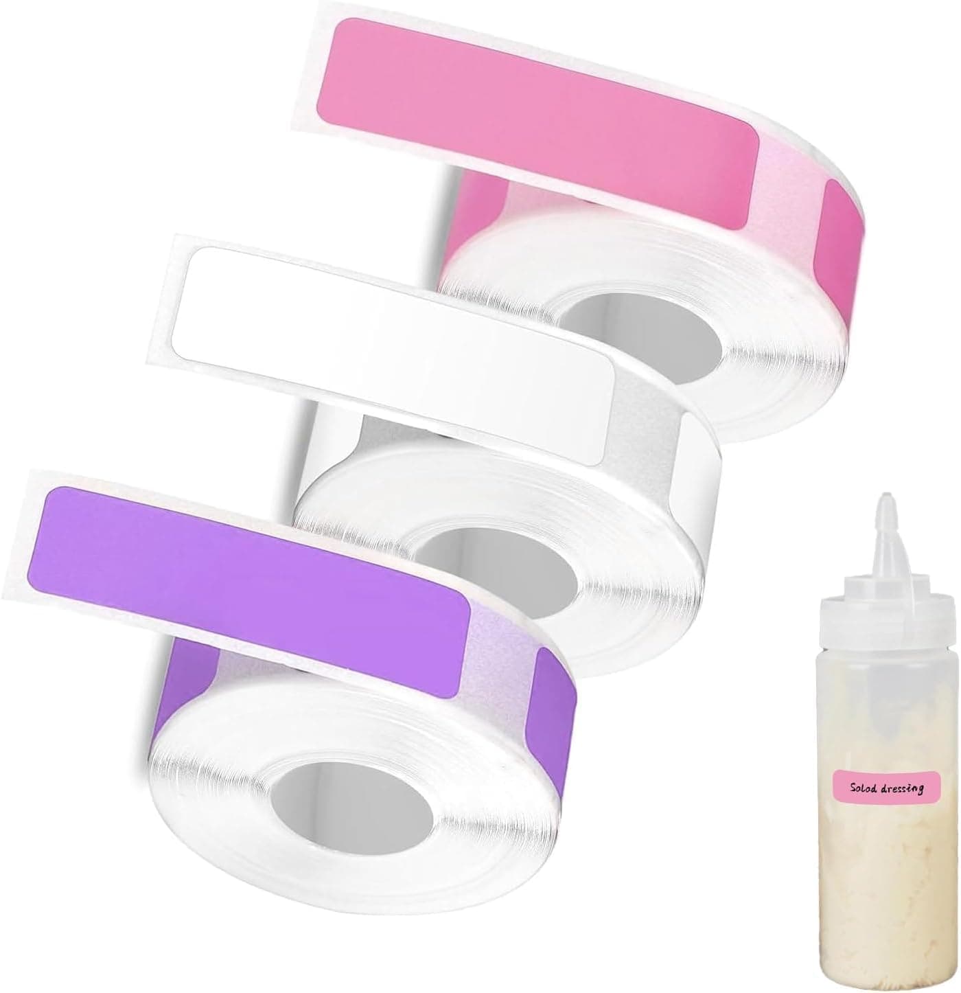 3-Pack Thermal Label Tapes for Phomemo D30 Printer, 12x40mm Waterproof Stickers for Office, Home & School Organization (White, Purple, Pink)