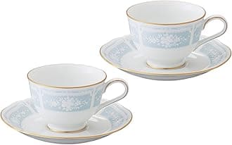 Fine Porcelain Lace Wood Gold tea and coffee porcelain bowl plate pair set Y6578A/1507 (japan import)