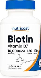 Biotin (Vitamin B7) 10,000mcg (10mg), 120 Capsules - Vegan, Gluten Free, Non-GMO