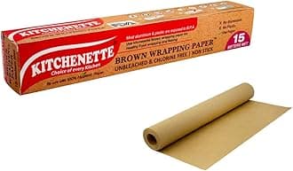 Kitchenette Brown Food Wrapping & Baking Paper (Unbleached & Chlorine Free) Multipurpose | Oven and Microwave Safe | Non Stick - 15 Meters