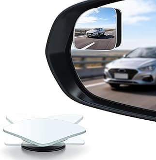 LivTee Blind Spot Mirror, Fan HD Glass Frameless Convex Rear View Mirror with wide angle Adjustable Stick for Cars SUV and Trucks, Pack of 2