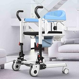 GUNEL Home Patient Lift Wheelchair, Portable Wedge Transfer Elevator, 180° Split Seat Bedside Toilet Elderly Nursing Device