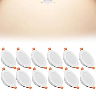 9W LED Recessed Ceiling Spotlights, 4000K Neutral White Ultra Slim Panel Light, Cut Φ90-100mm, AC110-240V Round Downlights for Living Room Office, 12 Pack