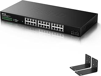 Real HD 24 Port 2.5Gb Ethernet Network Switch 24 x 2.5 Gigabit Base-T Port | 2 x 10G SFP+ | Compatible with 10-100-1000Mbps Devices | Fanless Quiet Metal Internet Switch | Rack Mount | 160G Bandwidth