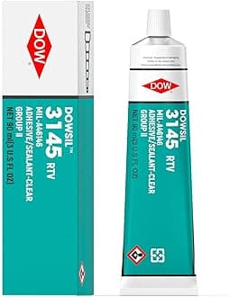 3145 RTV 90ml 3oz Clear Adhesive Sealant Mil-A-46146 Electrical Battery Board Housing Moisture Sealing Non Flow Primerless Adhesion High Strength Group II/III (3145 Clear 90ml)