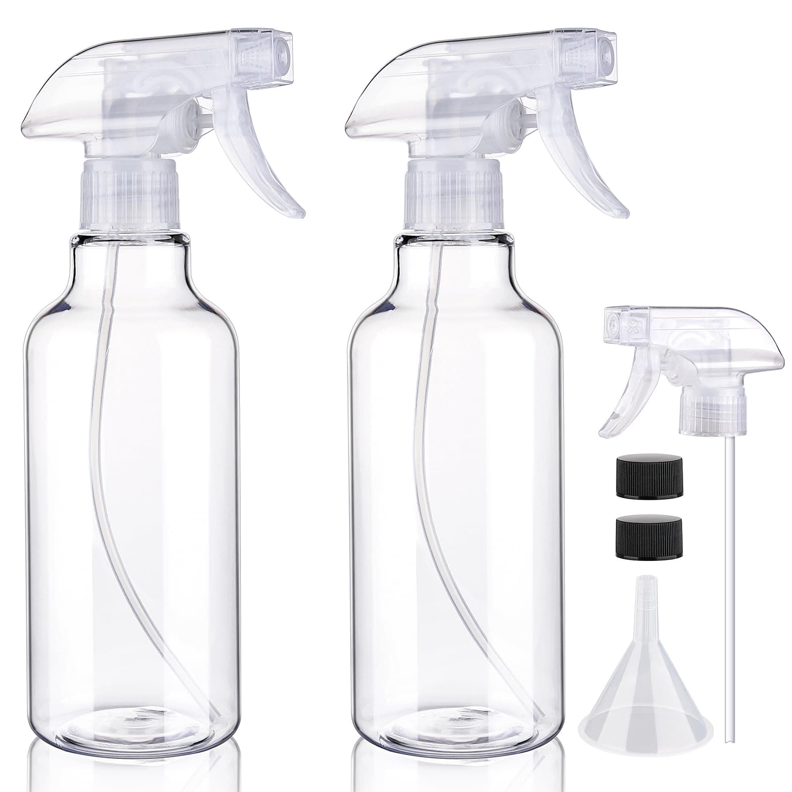 Plastic Spray Bottles Empty Spray Bottle 16.9oz/500ml 2 Pack Heavy Duty Spraying Bottles Mist/Stream Water Bottle for Cleaning Solutions, Essential Oils, Hair, Cooking (Clear)