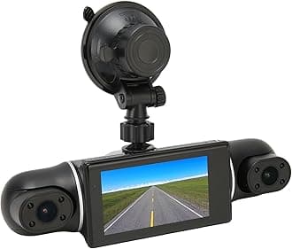Cryfokt 4 Channel Camera, HD 1080P Dash Cam, 3 Inch Display Car Recorder IR Night 360° Wide Angle Car Dash Camera with G Sensor Support for Vehicle Car Dash Camera Video Recorder