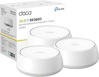 TP-Link Deco 7 BE23 Dual-Band BE3600 WiFi 7 Mesh Wi-Fi System | 4-Stream 3.6 Gbps, 160 Mhz | Covers up to 6,500 Sq.Ft | 2× 2.5G Ports Wired Backhaul | VPN,MLO,AI-Roaming, HomeShield, 3-Pack
