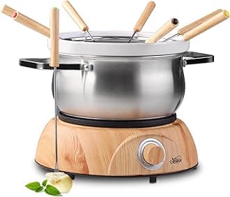Artestia1500W Electric Swiss Fondue Set for Melting Chocolate Cheese Pot Sets with Temperature Control for Oil Broth Fondue Party, 8 Colored Fondue Forks