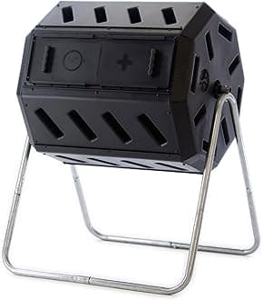 FCMP Outdoor IM4000 Double Chamber Tumbling Composter (Black), 37 gallon