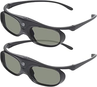 Sintron 2X ST08-DLP 3D Active DLP-Link Glasses Eyewear Rechargeable - 144Hz for 3D-Ready DLP Projectors Including Optoma, BenQ, Acer, Dell, Viewsonic, Vivitek, Sharp, LG, NEC, Mitsubishi (Black)