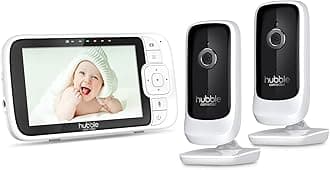 Hubble View Premium Twin 5" Baby Monitor 2 Cameras, Digital Pan Tilt Zoom, 2-Way Talk, Room Temp Monitor, Twin Baby Monitor with Cameras and Night Vision, Split Screen, 1000ft Range, No Wifi Baby Cams