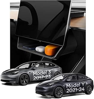 Spigen Tesla Model 3 2021-2023 and Model Y (~2024) Under Screen Centre Console Storage Organizer Tray, Smart Storage, Silicon Padding, Designed for Telsa Model Accessories - Black Edition