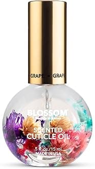 Blossom Cuticle Oil for Nails, Hydrating, Moisturizing, Scented Nail Oil Cuticle Care, Infused with Real Flowers, Made in USA, 0.5 fl. oz, Grape