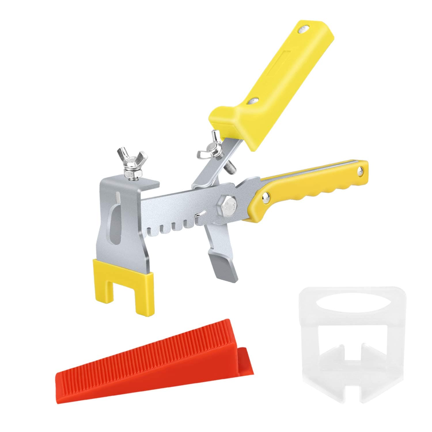 Premium Tile Leveling System with Push Pliers, 300PCS 1/16 Inch Leveler Spacers Clips & Reusable 100PCS Wedges, DIY Tile Tools Set for Floor & Wall Construction by Tanek