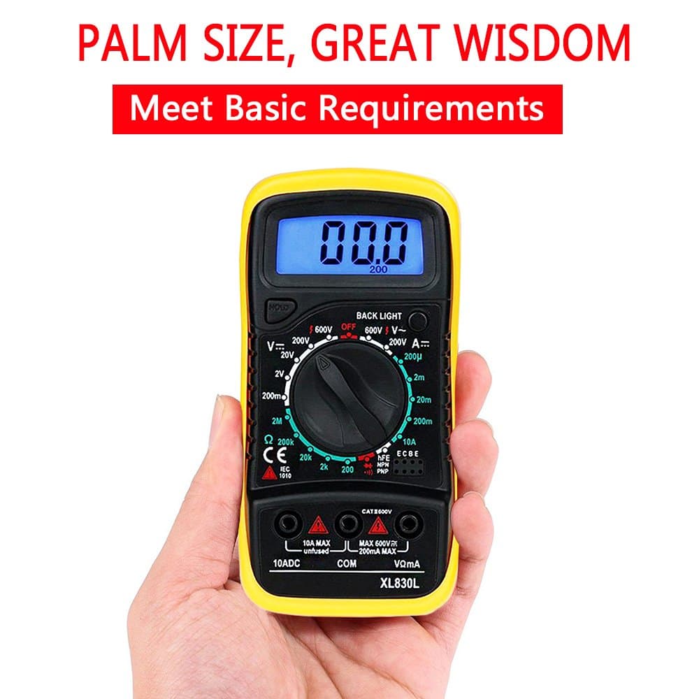 Mini Digital Multimeter, MAS830L Electronic Measuring Instrument DC / AC Voltage & DC Current / Ohm Test / Continuity Test Diode / Transistors and Continuity Buzzer Function with Backlit LCD，Overload