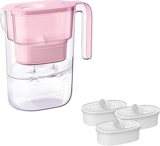 Waterdrop 200-Gallon Long-Life Elfin 5-Cup Water Filter Pitcher with 4 Filters, NSF Certified, 5X Times Lifetime, Reduces PFAS, PFOA/PFOS, Chlorine, BPA Free, Pink