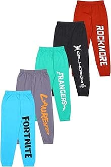 100% Cotton Kids Casual Printed Track Pant for Boys & Girls - Regular Fit Stylish Trousers for Unisex - Multicolor (Pack of 5)