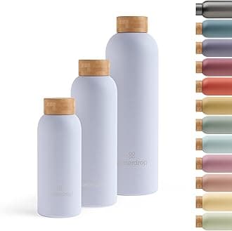 Waterdrop® Steel Bottle 600 ml Insulated Drinking Bottle Leak-Proof Thermos Flask 24 Hours Cold, 12 Hours Hot | Double-Walled Stainless Steel Water Bottle | Shatterproof | Suitable for Carbonated