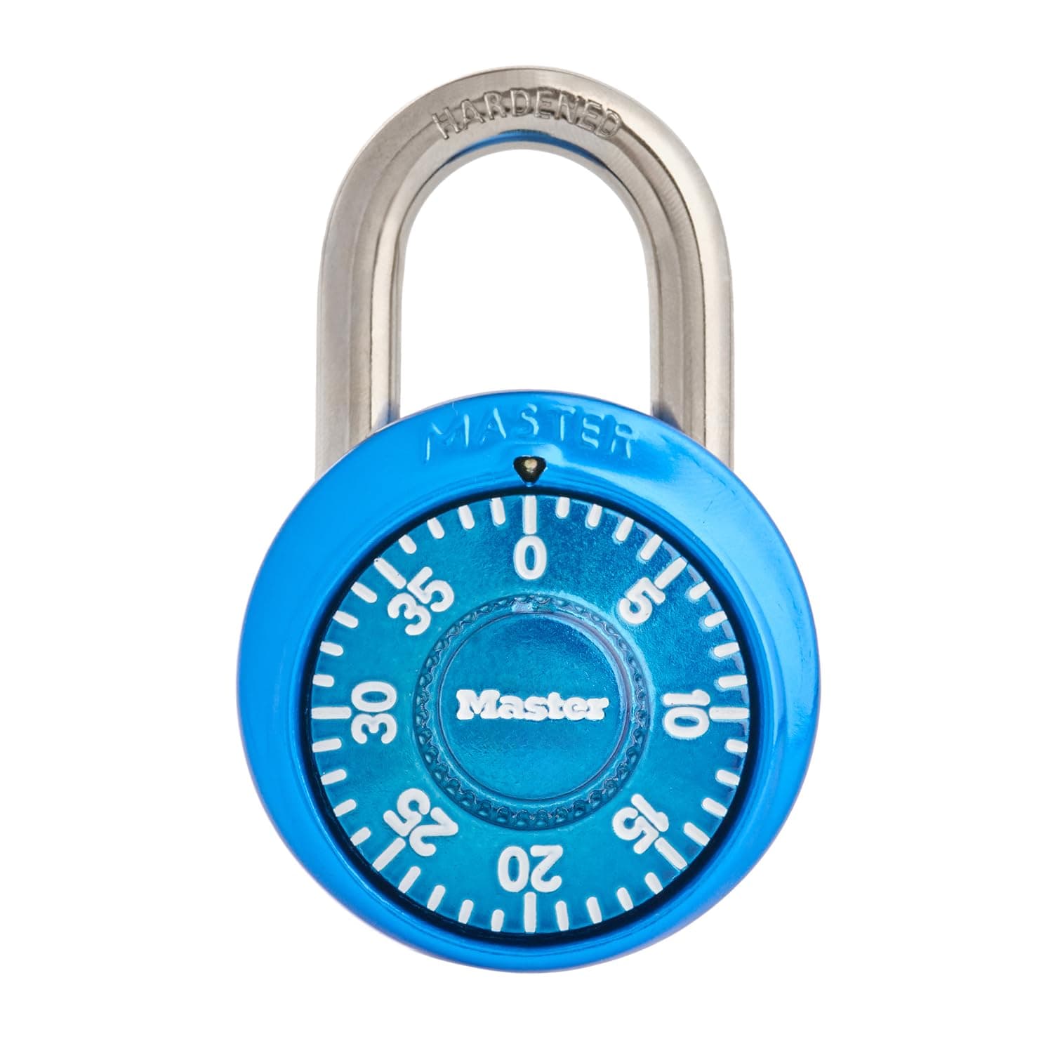 Master Lock Padlock, Standard Dial Combination Lock, 1-7/8 in. Wide, Blue, 1528DTGT