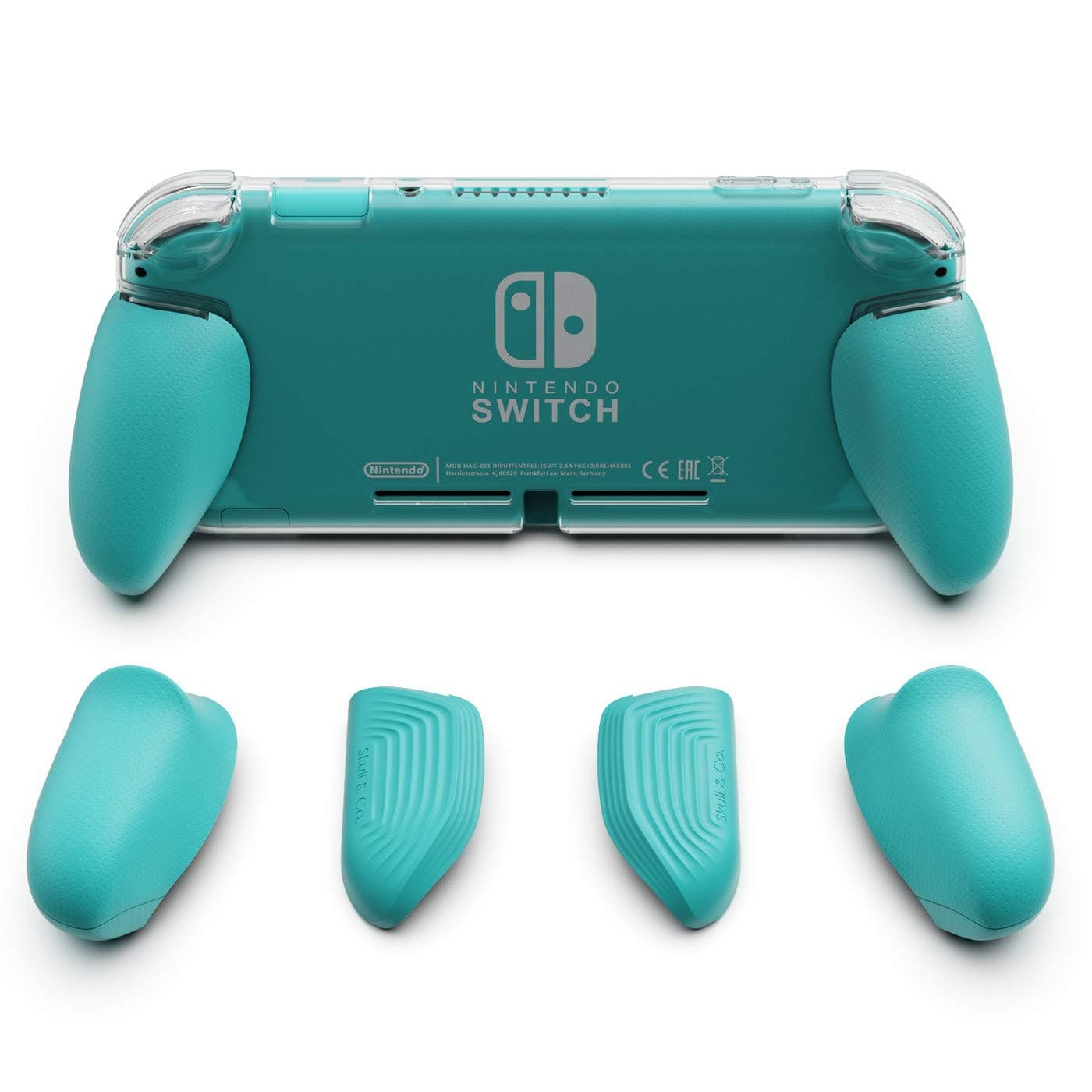 Skull & Co. GripCase Lite: A Comfortable Protective Case with Replaceable Grips [to fit All Hands Sizes] for Nintendo Switch Lite [No Carrying Case] - Turquoise