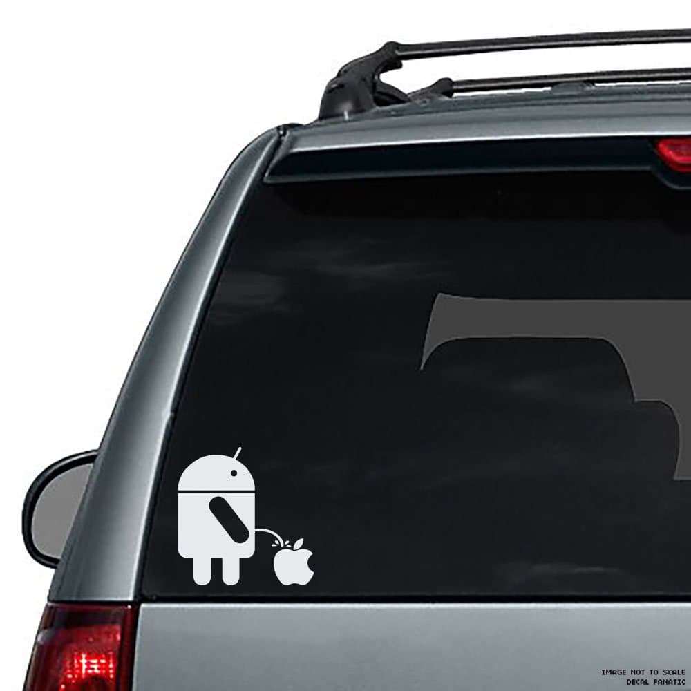 Android Peeing on Apple Decal - 6"