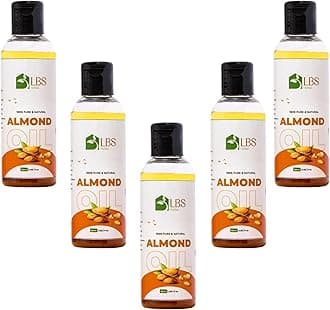 LBS Pure Sweet Almond Oil 100% Extra Virgin Cold-Pressed Natural Oil For Skin, Hair, & Nails Enriched With Vitamin E & A Deep Moisturization For Healthy Skin & Hair 100Ml (Pack_5)