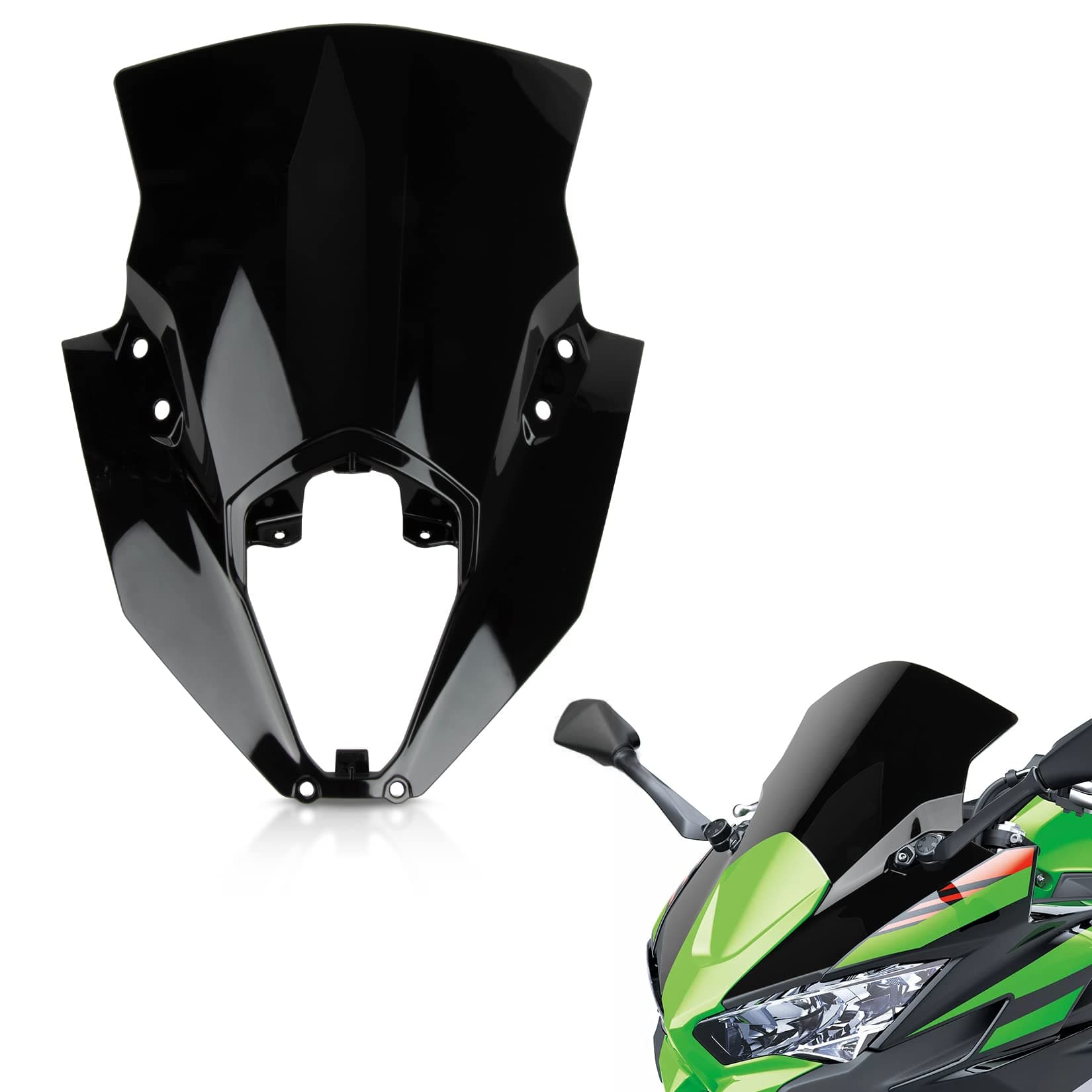 Windshield for Ninja 650 ER6F 2020-2025 - PSLER Windscreen Wind Deflector Protector Fairing for 650 ER6F 2020-2025(Black)