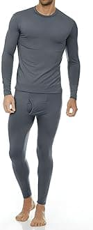 Thermajohn Men's Ultra Soft Thermal Underwear Long Johns Set with Fleece Lined - Black - Large