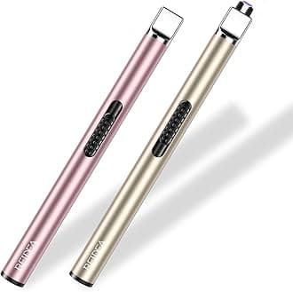 REIDEA Electronic Candle Lighter 2 Pack Arc Windproof Flameless USB Rechargeable with Safe Button for Home Kitchen (Champagne and Rose Gold)