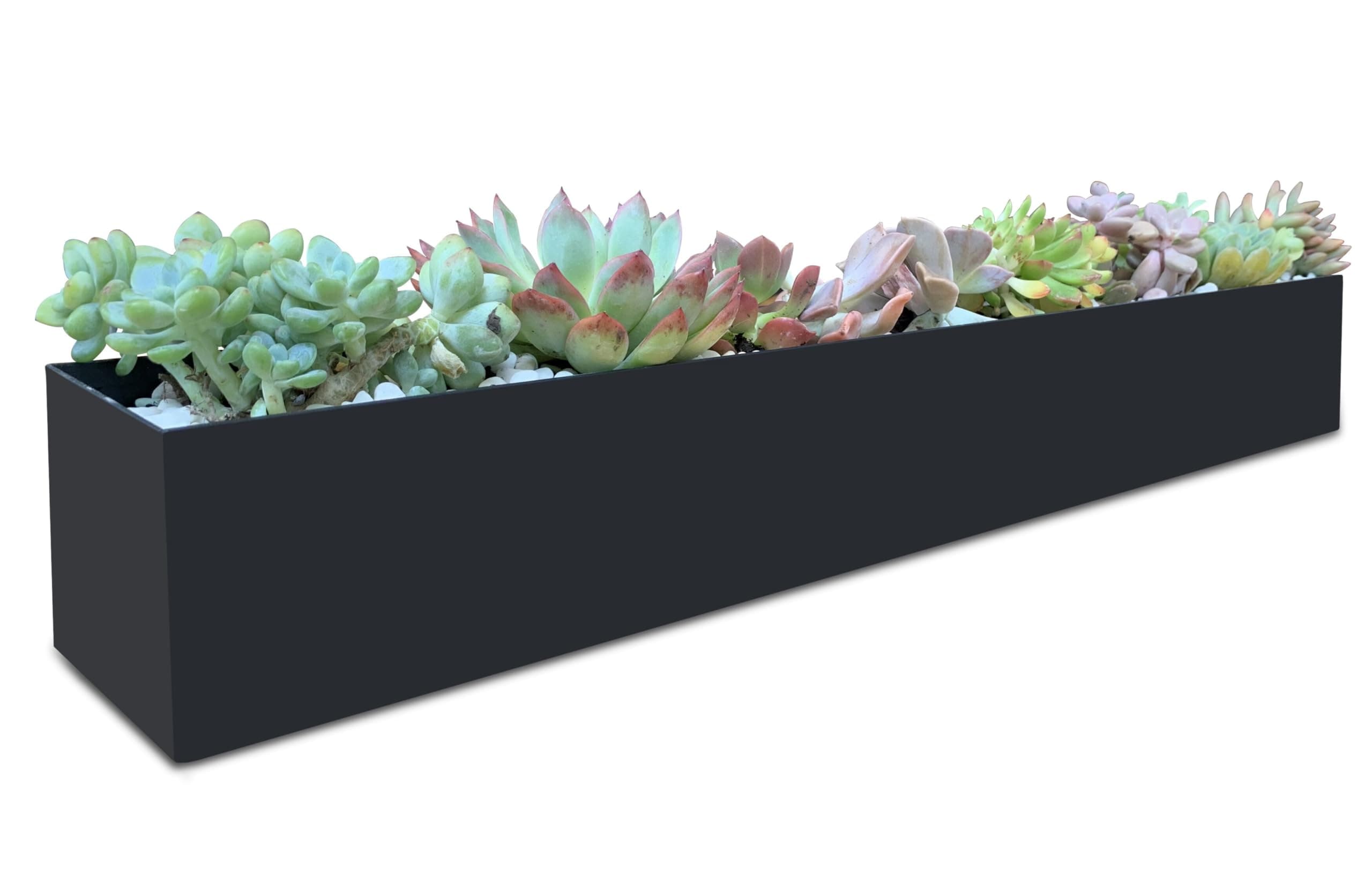 Rectangle Succulent Planter Box - 32" Window Sill Planters - Decorative Indoor/Outdoor Table or Window Boxes Planter - Windowsill Herb (1pc Black)