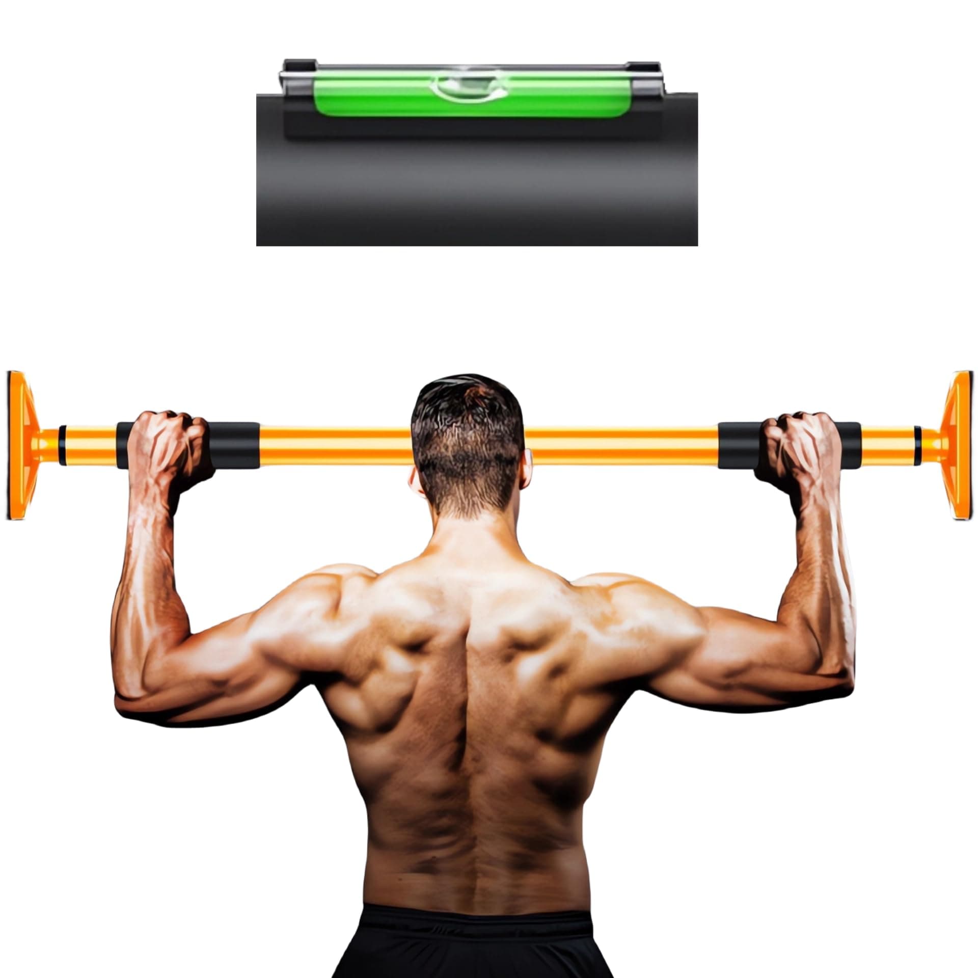 MASTON Pull Up Bar Door Frame NO screws + Exercise | Professional Chin Up with Padded Handles | Extra Wide Dip Workout Bars for Hanging in Doorway at Home without Drilling, Gym Fitness (Yellow-95cm)