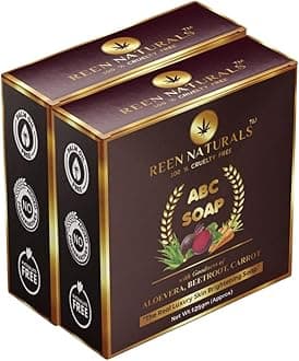 Reen Naturals ABC SOAP | Luxury Skin Brightening Soap | 100% Natural Aloe Vera, Beetroot & Carrot Extracts with Rich Butter and Rose Essential oil | Handmade Soap 125gm (2x 125gm)