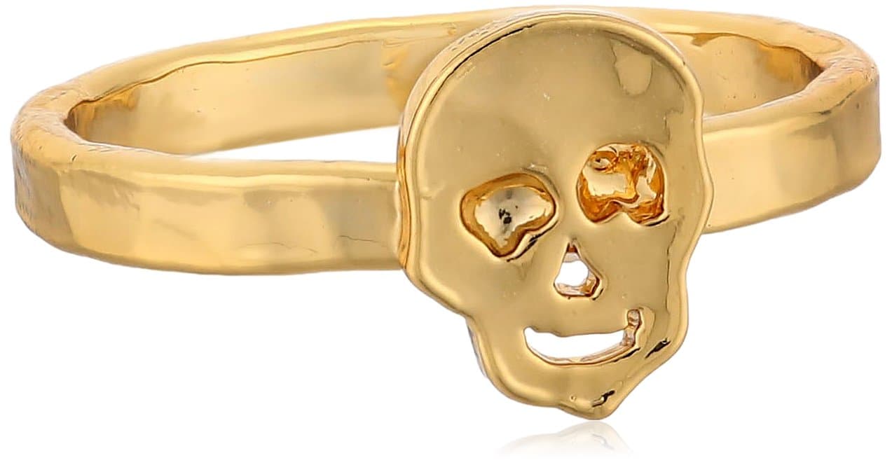Mercedes Salazar Gold Hammered Skull Stackable Ring