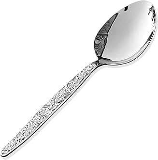 Chef Kunz Chisel Engraving Spoon | 9 inch 2.5 Tbsp18/10 Stainless Steel Serving Spoon | Basting Quenelle Cooking Plating Dinner Chef Spoons (Chisel Engraving)