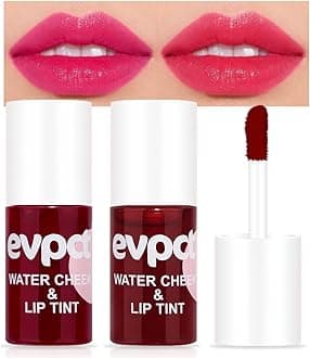 evpct 2Pcs Watermelon Cherry Korean Water Pink Red Lip Tint Lip Inks Stain Set for Lips Cheeks Long Wear tintas de labios tinte para labios tinta de labios de larga duracion duración