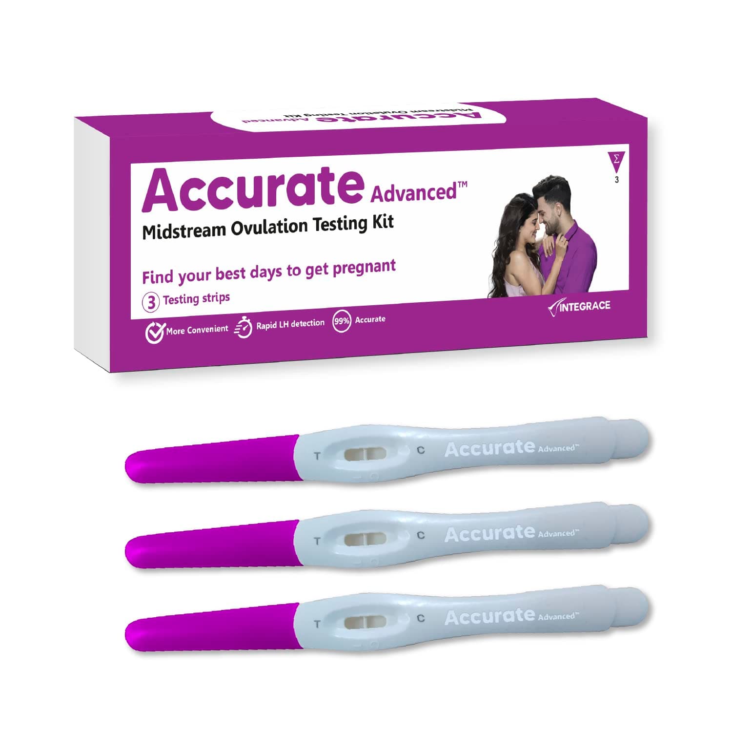 Accurate Advanced Midstream Ovulation Testing Kit (Pack of 3 Strips) for Pregnancy Planning